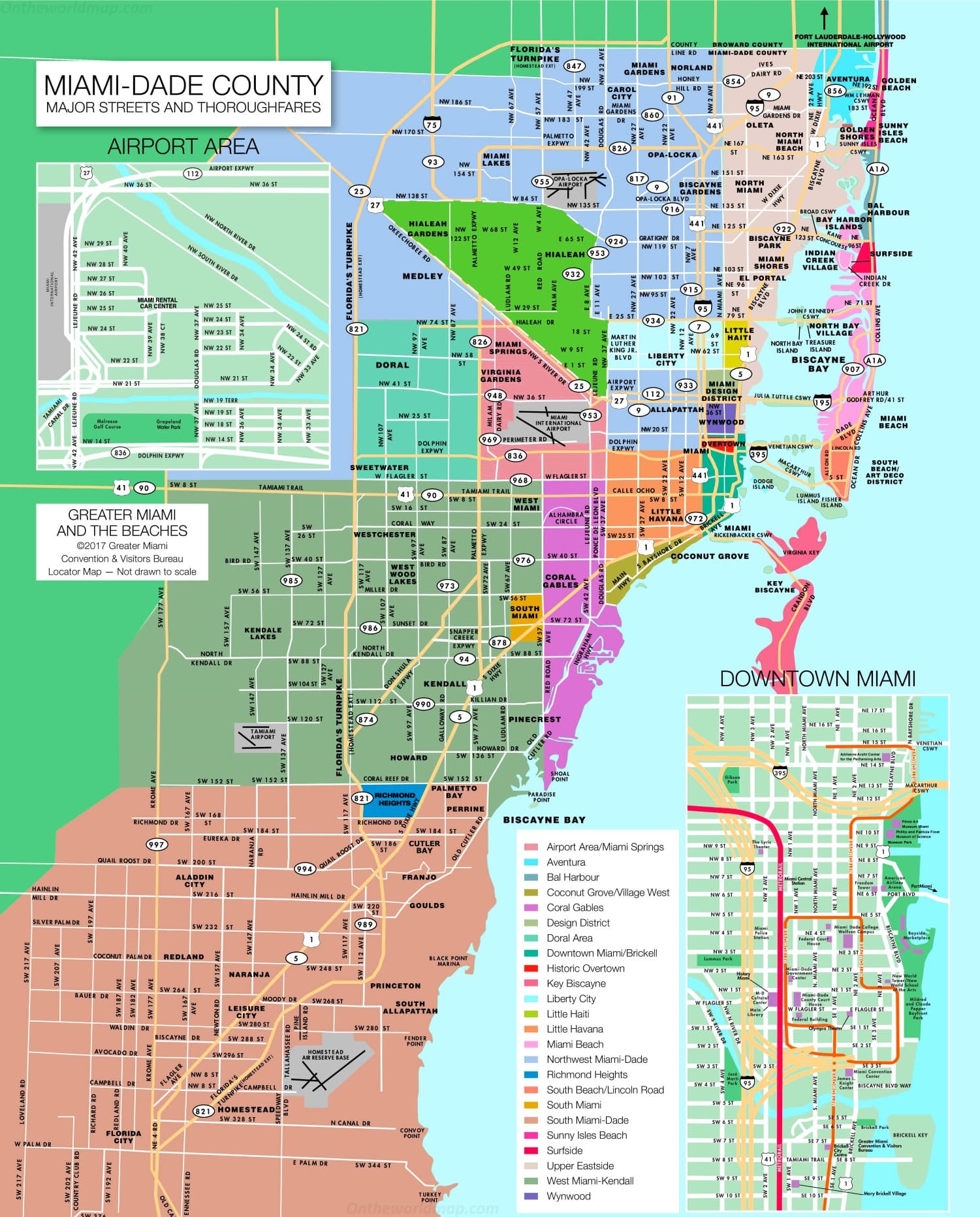 Miami-Dade County map showing service areas